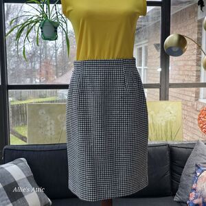 Black‎ White Colorful Checkered Pencil Plaid Midi Skirt Norton McNaughton 8P